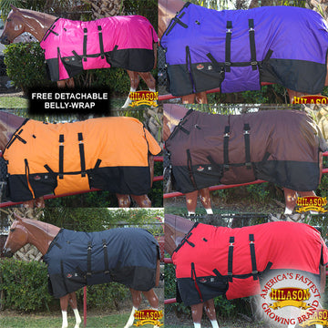 HILASON 1200D Winter Waterproof Turnout Horse Blanket Belly Wrap| | Blankets for